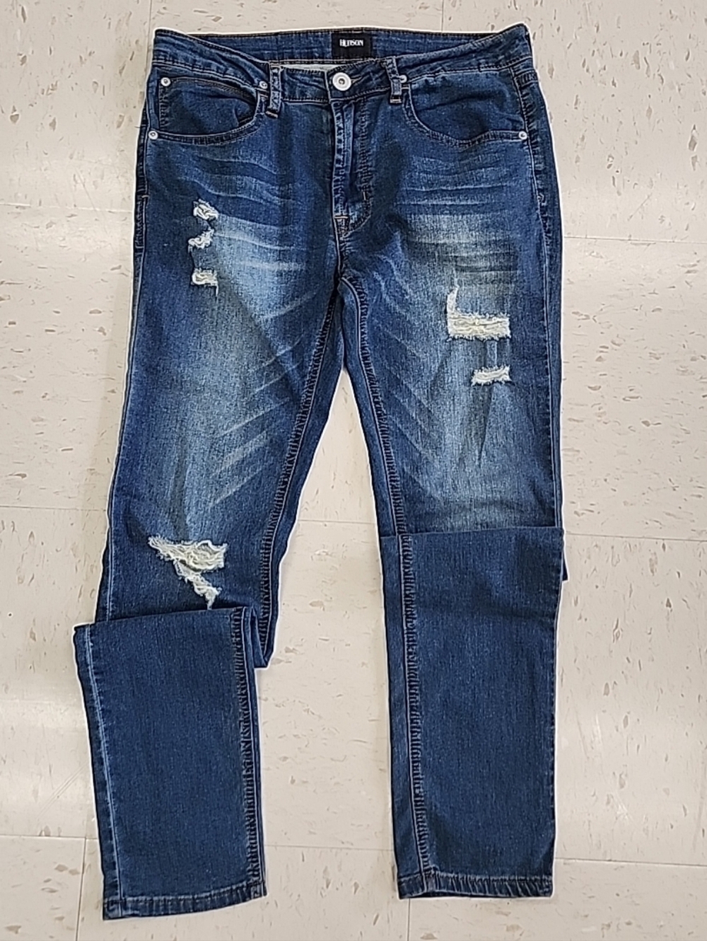 Hudson Denim Jeans Distressed Stretch Women's Size 16 Straight Leg Mid-Rise